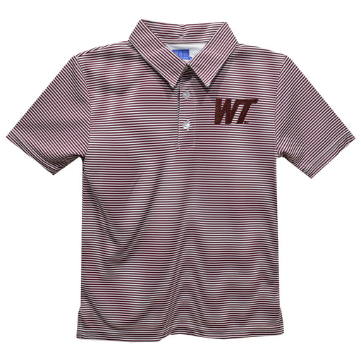 West Texas A&M Buffaloes Embroidered Maroon Stripes Short Sleeve Polo Box Shirt