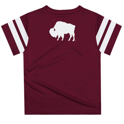 West Texas A&M Buffaloes Vive La Fete Boys Game Day Maroon Short Sleeve Tee with Stripes on Sleeves - Vive La Fête - Online Apparel Store