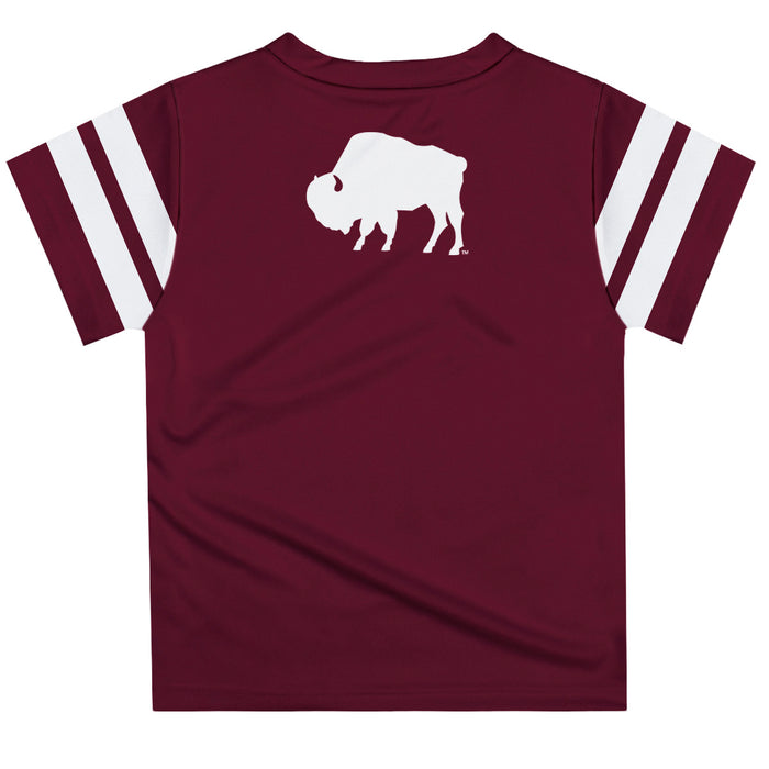 West Texas A&M Buffaloes Vive La Fete Boys Game Day Maroon Short Sleeve Tee with Stripes on Sleeves - Vive La Fête - Online Apparel Store