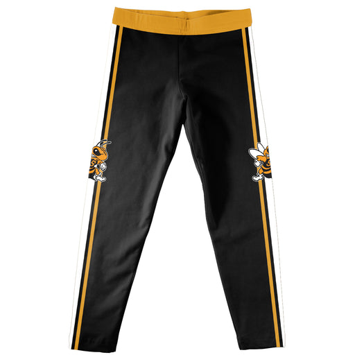 West Virginia Yellow Jackets WVSU Vive La Fete Girls Game Day Black with Gold Stripes Leggings Tights