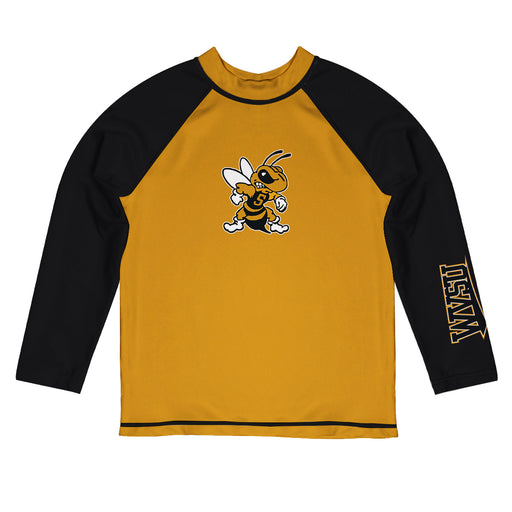 West Virginia Yellow Jackets WVSU Vive La Fete Logo Gold Long Sleeve Raglan Rashguard