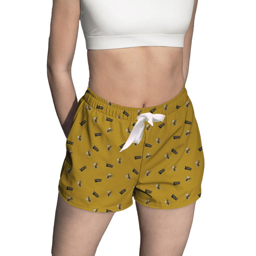 West Virginia State Yellow Jackets Vive La Fete Game Day All Over Logo Women Gold Lounge Shorts