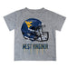 West Virginia University Mountaineers Original Dripping Football Helmet Heather Gray T-Shirt by Vive La Fete