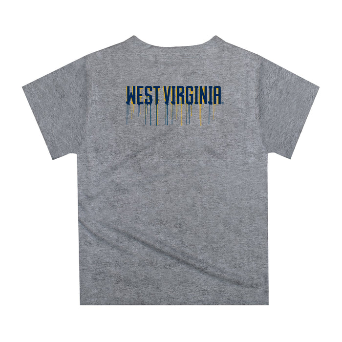 West Virginia University Mountaineers Original Dripping Football Helmet Heather Gray T-Shirt by Vive La Fete - Vive La Fête - Online Apparel Store