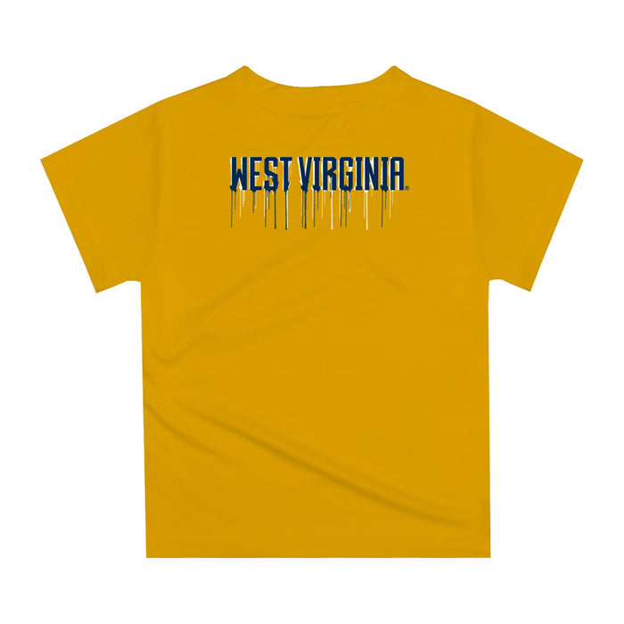 West Virginia University Mountaineers Original Dripping Football Gold T-Shirt by Vive La Fete - Vive La Fête - Online Apparel Store
