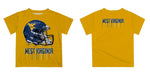 West Virginia University Mountaineers Original Dripping Football Gold T-Shirt by Vive La Fete - Vive La Fête - Online Apparel Store