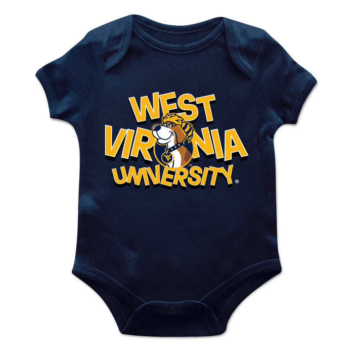 West Virginia Mountaineers Vive La Fete Infant Game Day Navy Short Sleeve Bodysuit