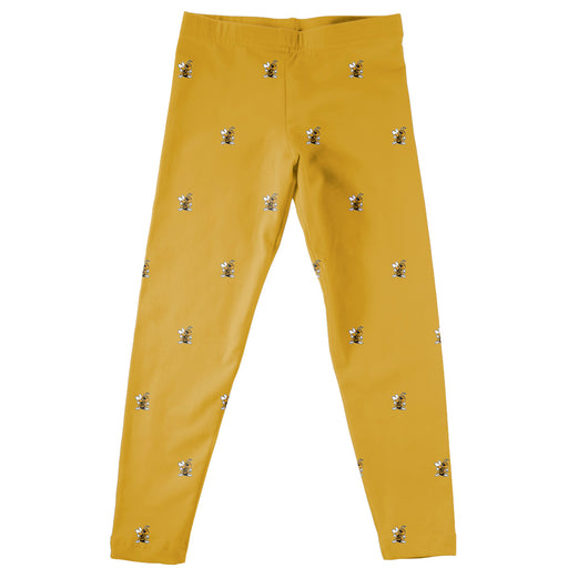 West Virginia Mountaineers Vive La Fete Girls Game Day All Over Logo Elastic Waist Classic Play Gold Leggings Tights