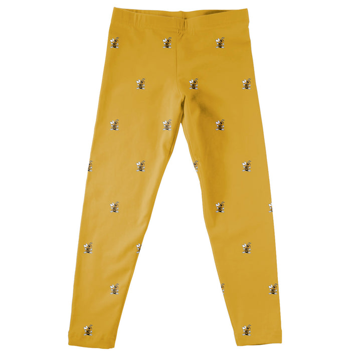West Virginia Mountaineers Vive La Fete Girls Game Day All Over Logo Elastic Waist Classic Play Gold Leggings Tights
