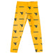 West Virginia Mountaineer Vive La Fete Girls Game Day All Over Two Logos Elastic Waist Classic Play Gold Leggings Tights