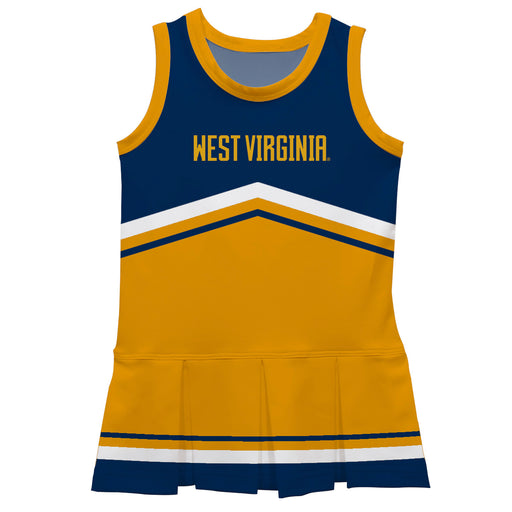 West Virginia Mountaineers Vive La Fete Game Day Navy and Gold Sleeveless Chearleader Dress