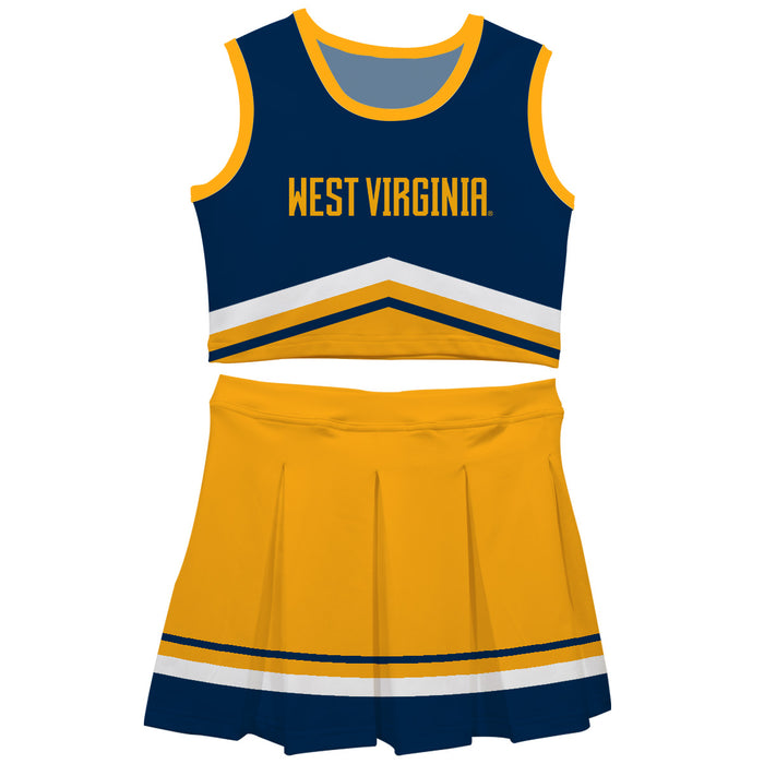 West Virginia Mountaineers Vive La Fete Game Day Navy and Gold Sleeveless Chearleader Set