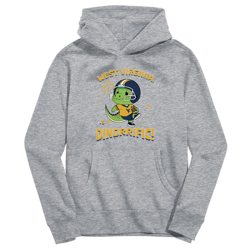 West Virginia University Mountaineers Dinorrific Heather Grey Cotton Youth Hoodie
