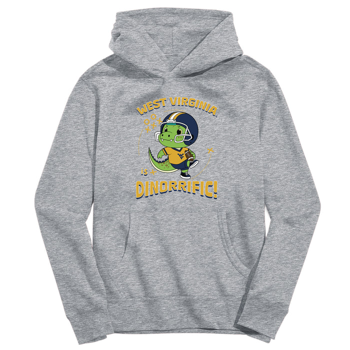 West Virginia University Mountaineers Dinorrific Heather Grey Cotton Youth Hoodie