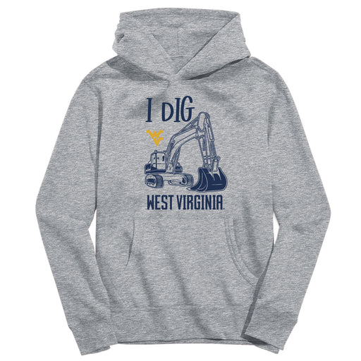 West Virginia University Mountaineers Excavator Heather Grey Cotton Youth Hoodie
