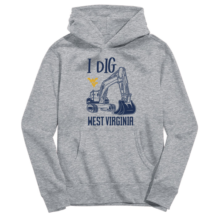 West Virginia University Mountaineers Excavator Heather Grey Cotton Youth Hoodie