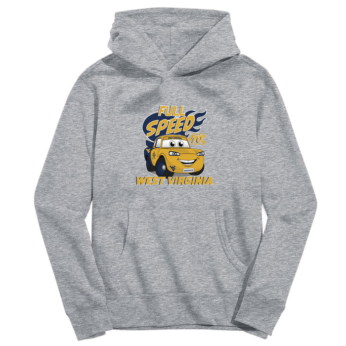 West Virginia University Mountaineers Full Speed Heather Grey Cotton Youth Hoodie