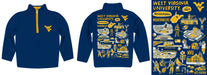 West Virginia University Mountaineers Hand Sketched Vive La Fete Impressions Artwork Navy Boys Quarter Zip Pullover V1 - Vive La Fête - Online Apparel Store