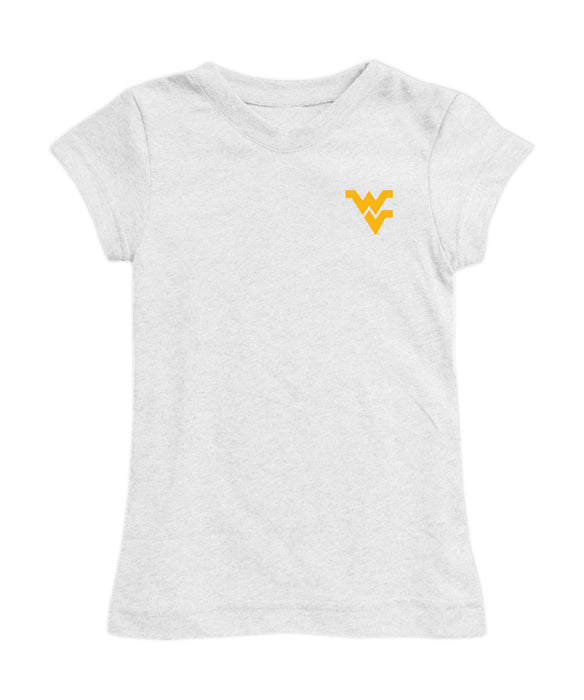 West Virginia Mountaineers Hand Sketched Vive La Fete Impressions Artwork White Girls Cotton Short Sleeve Tee - Vive La Fête - Online Apparel Store