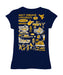 West Virginia Mountaineers Hand Sketched Vive La Fete Impressions Artwork Navy Girls Cotton Short Sleeve Tee - Vive La Fête - Online Apparel Store