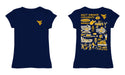 West Virginia Mountaineers Hand Sketched Vive La Fete Impressions Artwork Navy Girls Cotton Short Sleeve Tee - Vive La Fête - Online Apparel Store