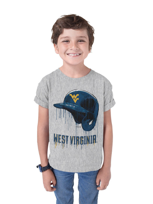 West Virginia University Mountaineers Original Dripping Baseball Helmet T-Shirt Cotton by Vive La Fete - Vive La Fête - Online Apparel Store