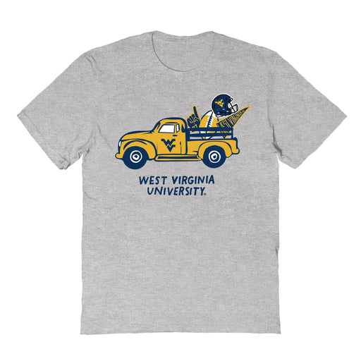 West Virginia Mountaineers Hand Sketched Vive La Fete Impressions Truck Kids Grey Cotton T-shirt