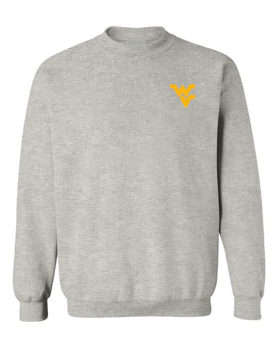 West Virginia Mountaineers Hand Sketched Vive La Fete Impressions Artwork Gray Crew Neck Sweatshirt for Women