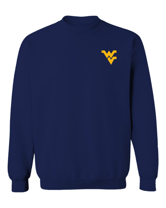 West Virginia Mountaineers Hand Sketched Vive La Fete Impressions Artwork Navy Crew Neck Sweatshirt for Women