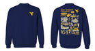 West Virginia Mountaineers Hand Sketched Vive La Fete Impressions Artwork Navy Crew Neck Sweatshirt for Women - Vive La Fête - Online Apparel Store