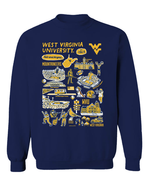 West Virginia Mountaineers Vive La Fete Impressions Navy Cotton Crewneck Sweatshirt for Women