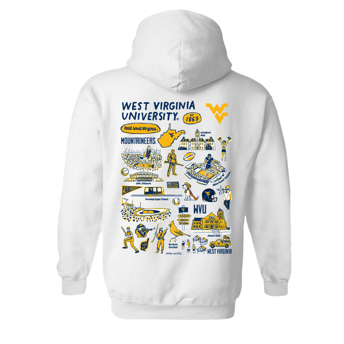 West Virginia Mountaineers Hand Sketched Vive La Fete Impressions Artwork Navy Cotton Fleece Long Sleeve Hoodie - Vive La Fête - Online Apparel Store