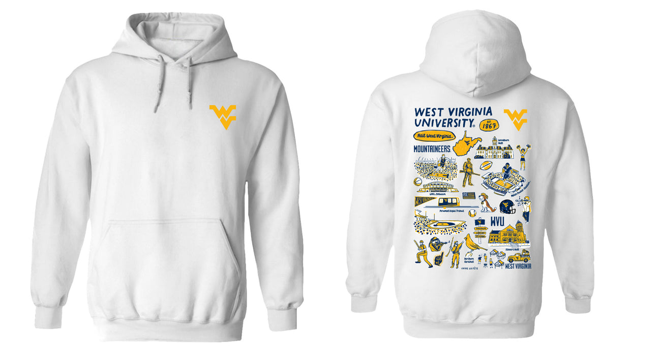 West Virginia Mountaineers Hand Sketched Vive La Fete Impressions Artwork Navy Cotton Fleece Long Sleeve Hoodie - Vive La Fête - Online Apparel Store