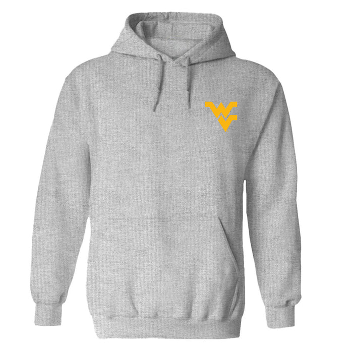 West Virginia Mountaineers Hand Sketched Vive La Fete Impressions Artwork Gray Cotton Fleece Long Sleeve Hoodie
