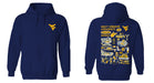 West Virginia Mountaineers Hand Sketched Vive La Fete Impressions Artwork Navy Cotton Fleece Long Sleeve Hoodie - Vive La Fête - Online Apparel Store