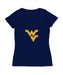 West Virginia University Mountaineers Women's V-neck Fitted Cotton T-Shirt Navy
