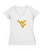West Virginia University Mountaineers Women's V-neck Fitted Cotton T-Shirt White