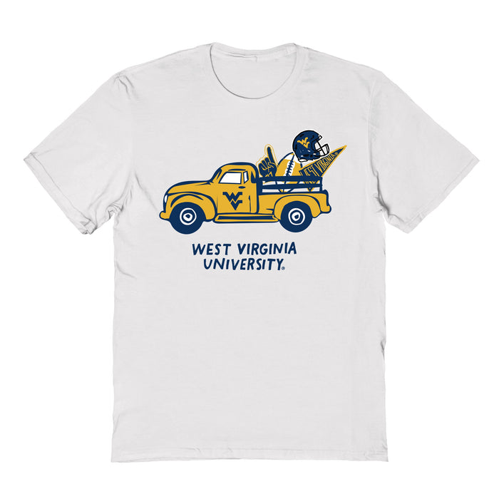 West Virginia Mountaineers Hand Sketched Vive La Fete Impressions Truck White T-shirt for Women