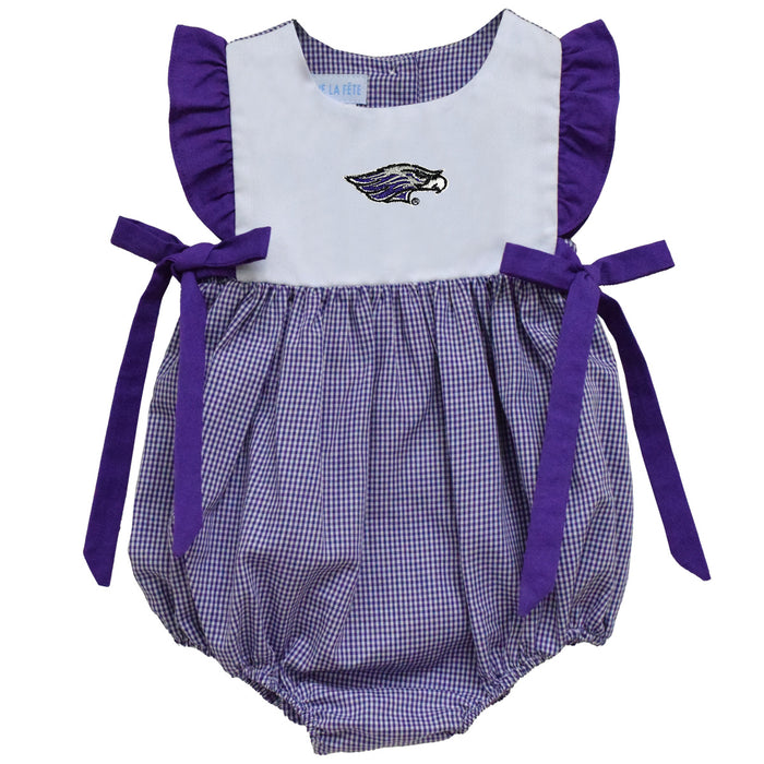 Wisconsin-Whitewater Warhawks Embroidered Purple Gingham Girls Bubble