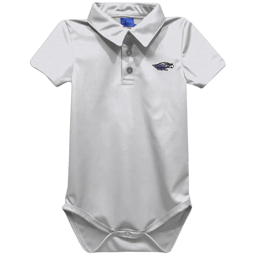 Wisconsin-Whitewater Warhawks Embroidered White Solid Knit Boys Polo Bodysuit