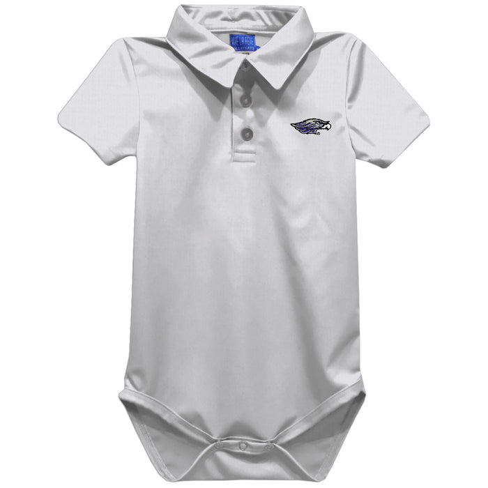 Wisconsin-Whitewater Warhawks Embroidered White Solid Knit Boys Polo Bodysuit