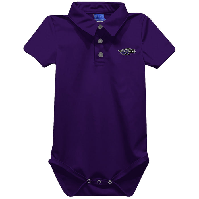 Wisconsin-Whitewater Warhawks Embroidered Purple Solid Knit Boys Polo Bodysuit
