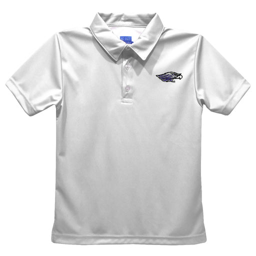 Wisconsin-Whitewater Warhawks Embroidered White Short Sleeve Polo Box Shirt