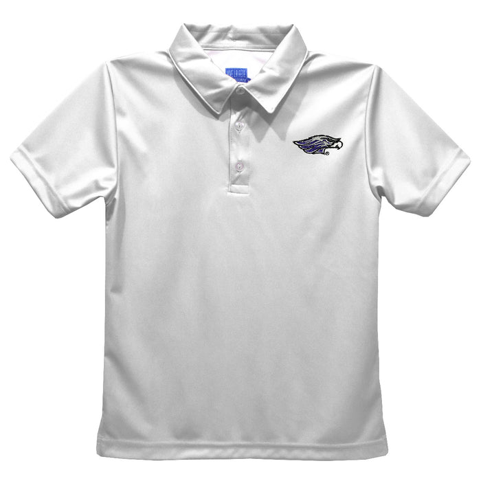 Wisconsin-Whitewater Warhawks Embroidered White Short Sleeve Polo Box Shirt