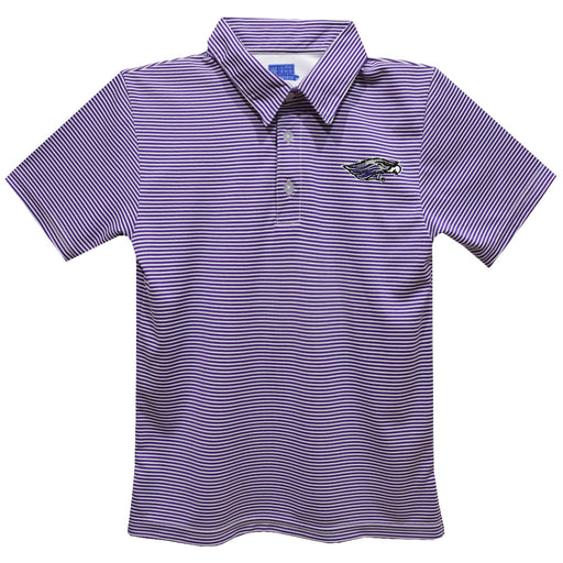 Wisconsin-Whitewater Warhawks Embroidered Purple Stripes Short Sleeve Polo Box Shirt