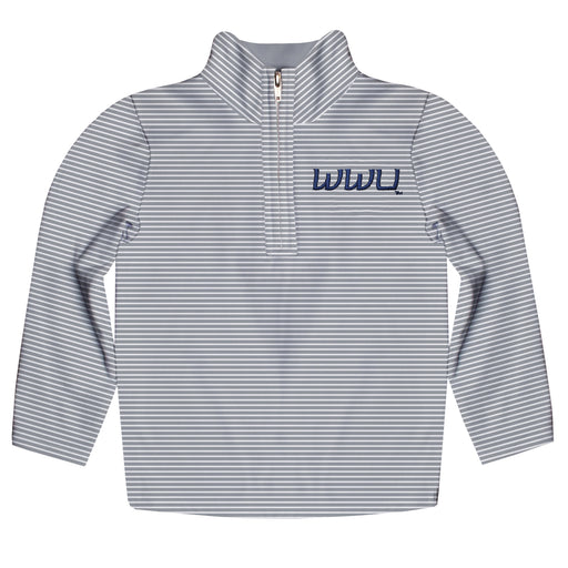 Western Washington Vikings Embroidered Gray Stripes Quarter Zip Pullover