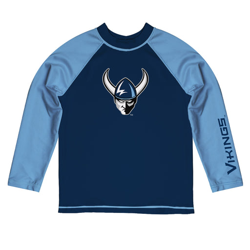Western Washington Vikings Vive La Fete Logo Blue Long Sleeve Raglan Rashguard