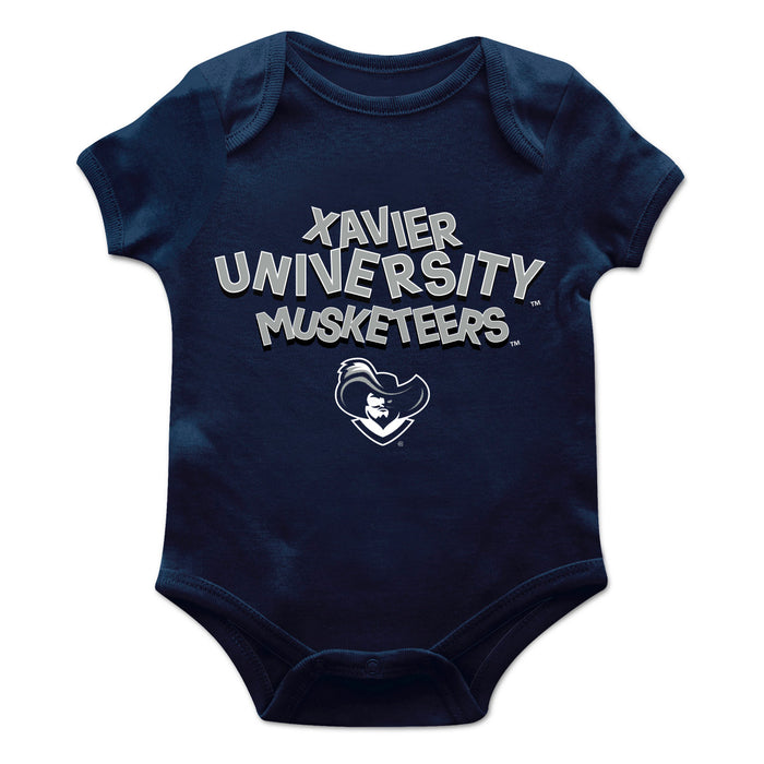 Xavier University Musketeers Vive La Fete Infant Game Day Navy Short Sleeve Bodysuit