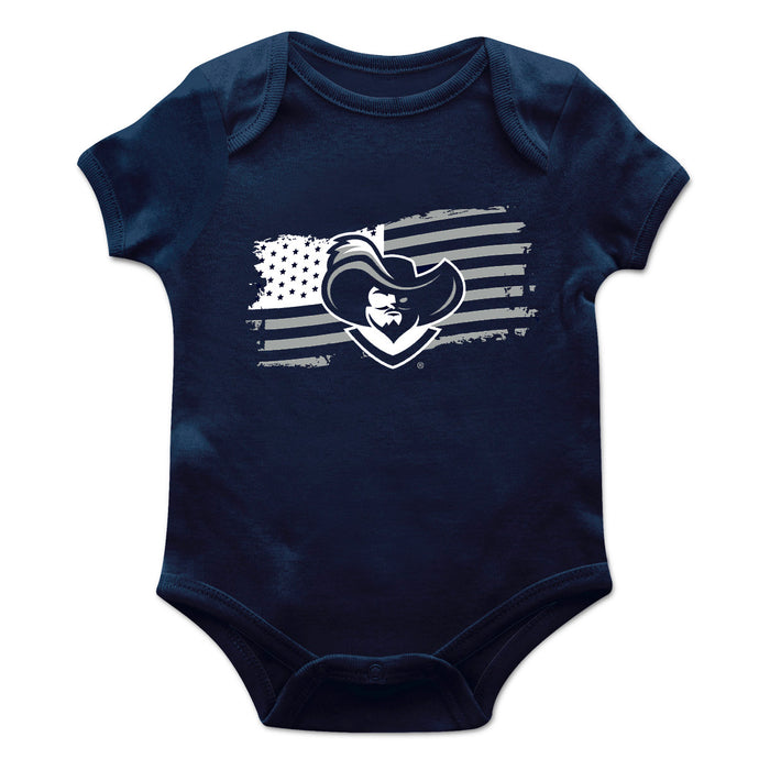Xavier University Musketeers Vive La Fete Infant Game Day Navy Short Sleeve Bodysuit