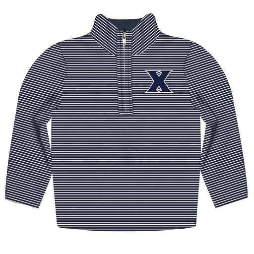 Xavier University Musketeers Embroidered Navy Stripes Quarter Zip Pullover